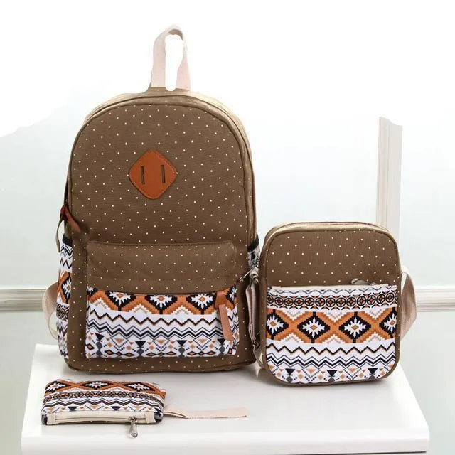 Three (3) Piece Stylish Canvas School Bags