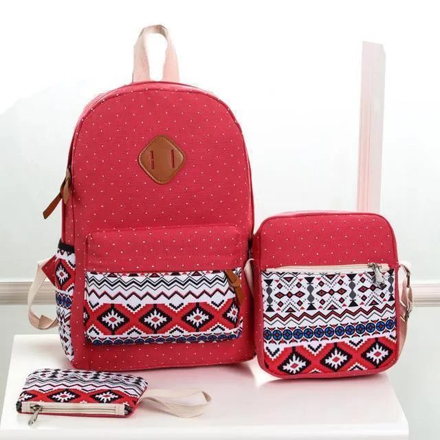 Three (3) Piece Stylish Canvas School Bags
