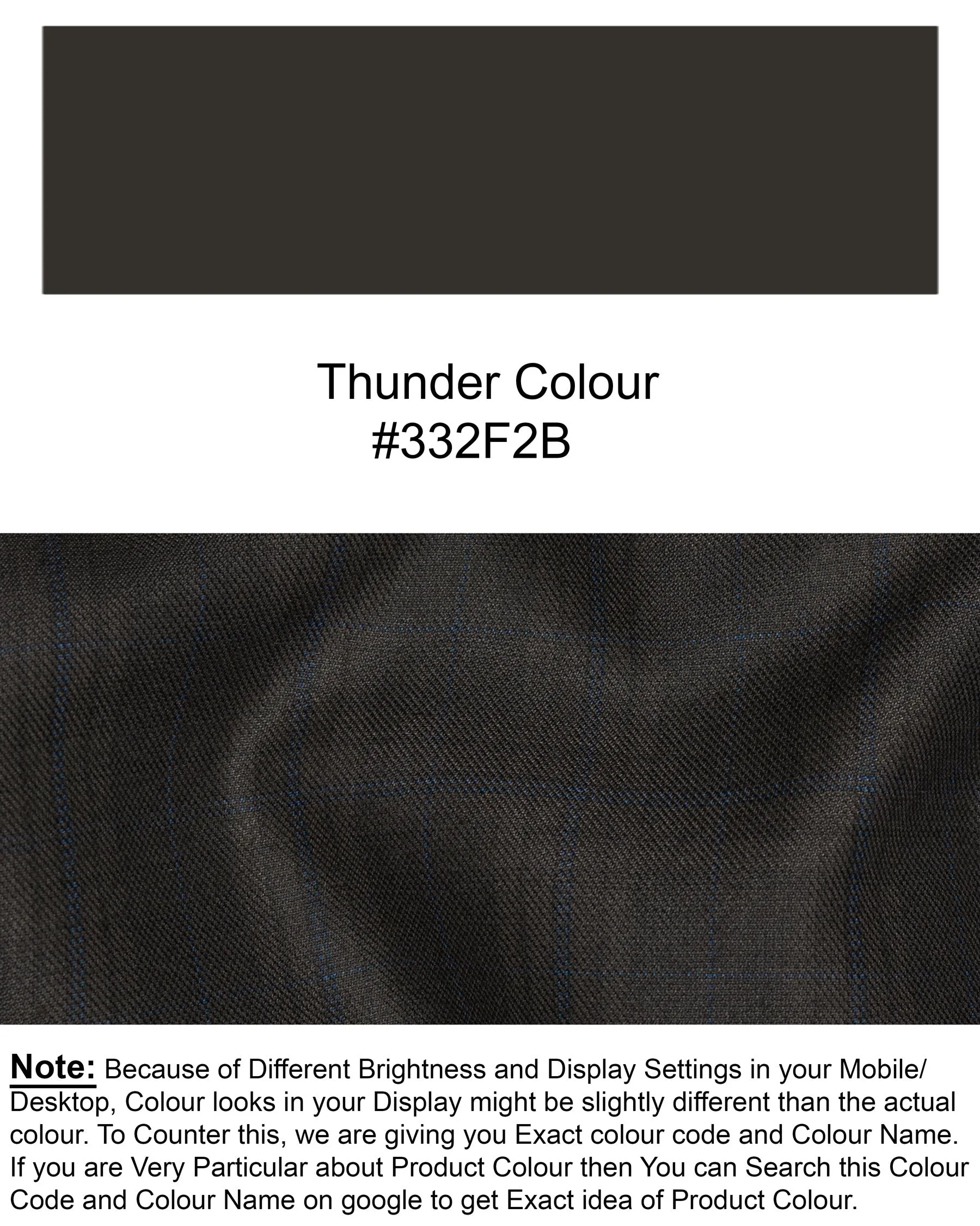 Thunder brown Plaid Cross Buttoned Bandhgala Wool Rich Blazer