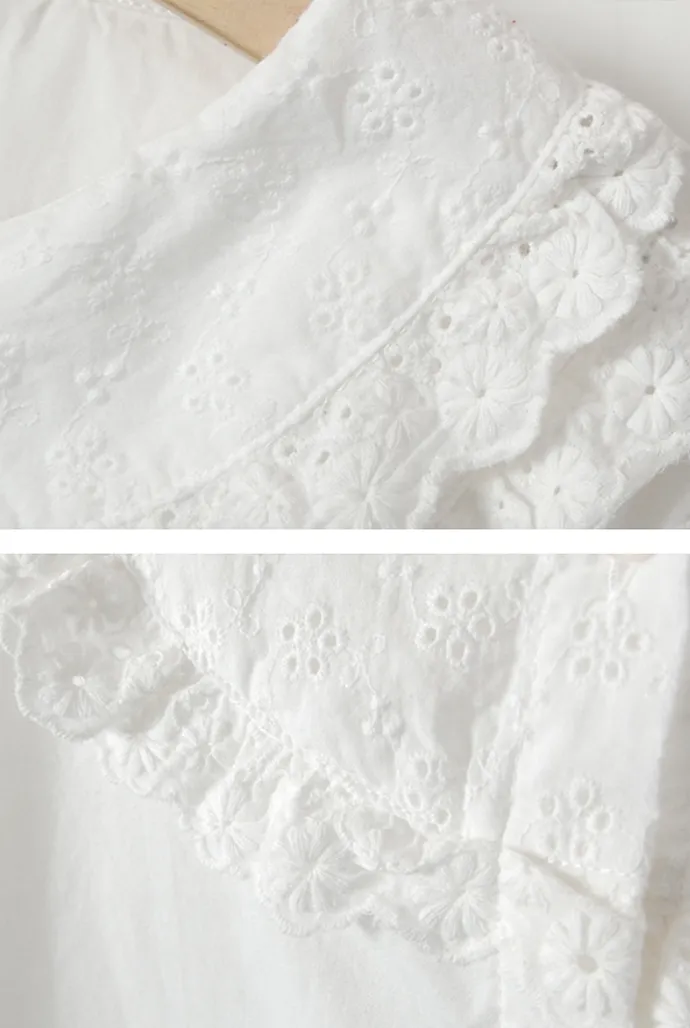tiered lace doll collar shirt