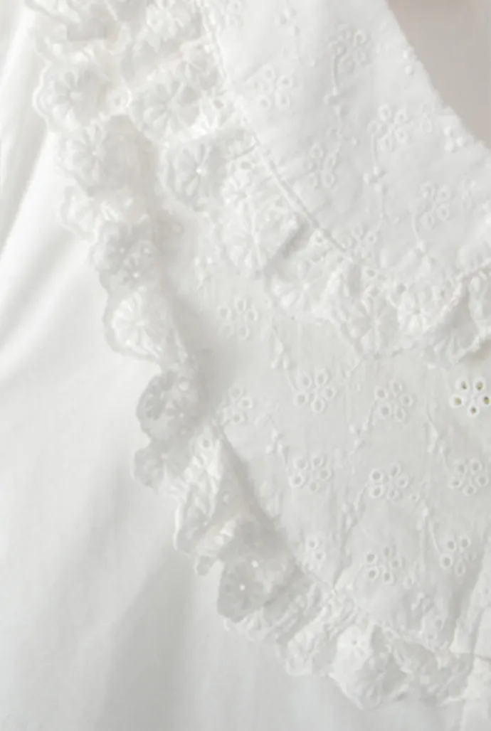 tiered lace doll collar shirt