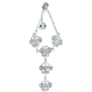 TOP DANGLE Aquamarine PAVED GEM BUTTERFLY CHAIN Belly Ring