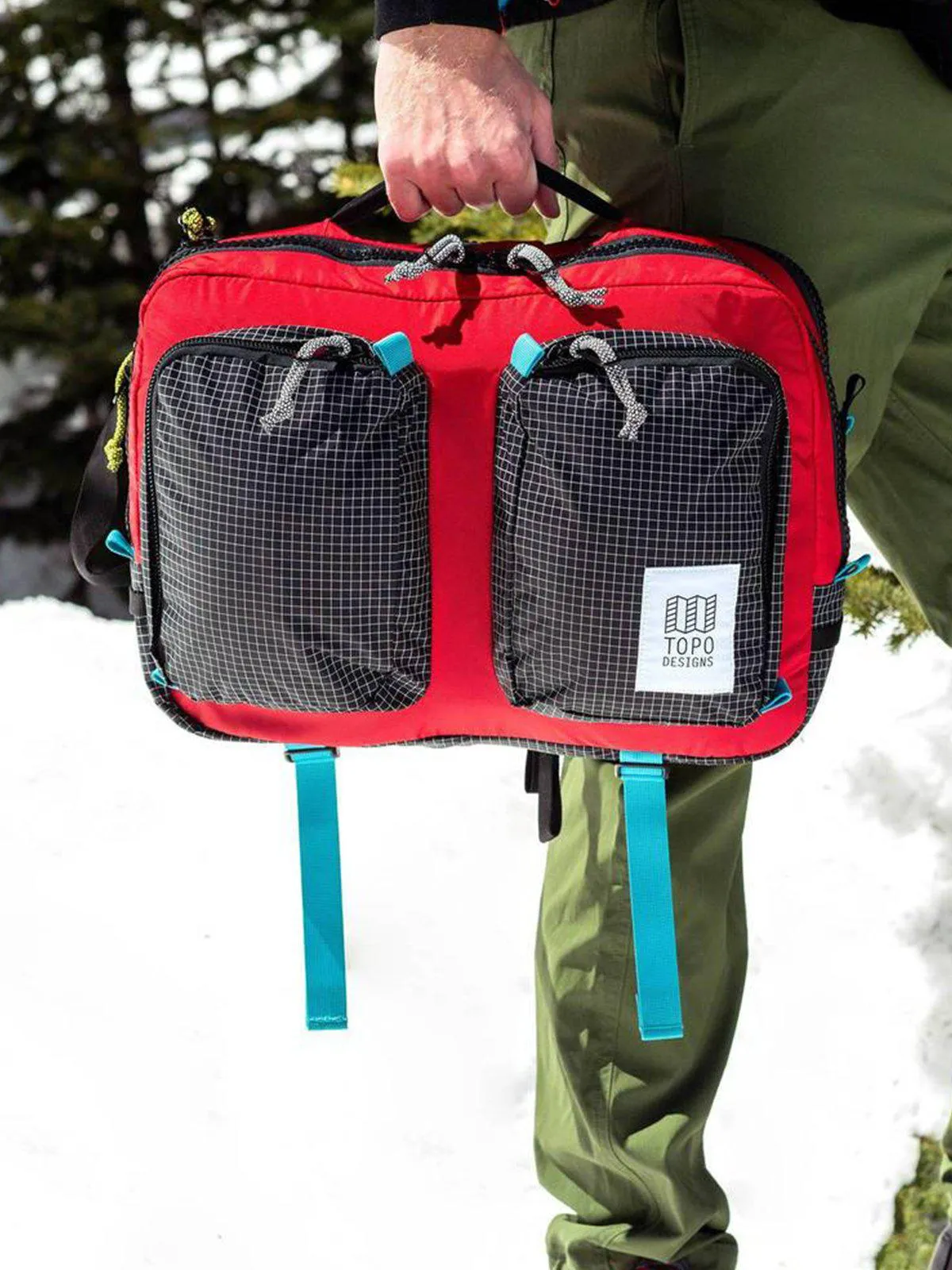 Topo Designs Global Briefcase Red Black Ripstop
