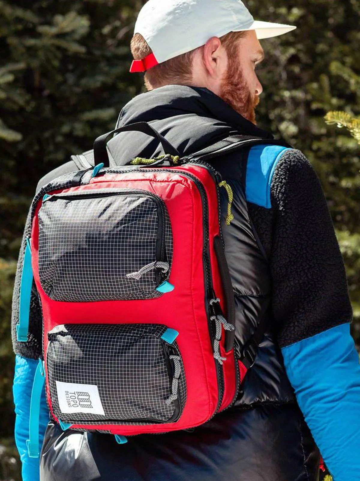 Topo Designs Global Briefcase Red Black Ripstop