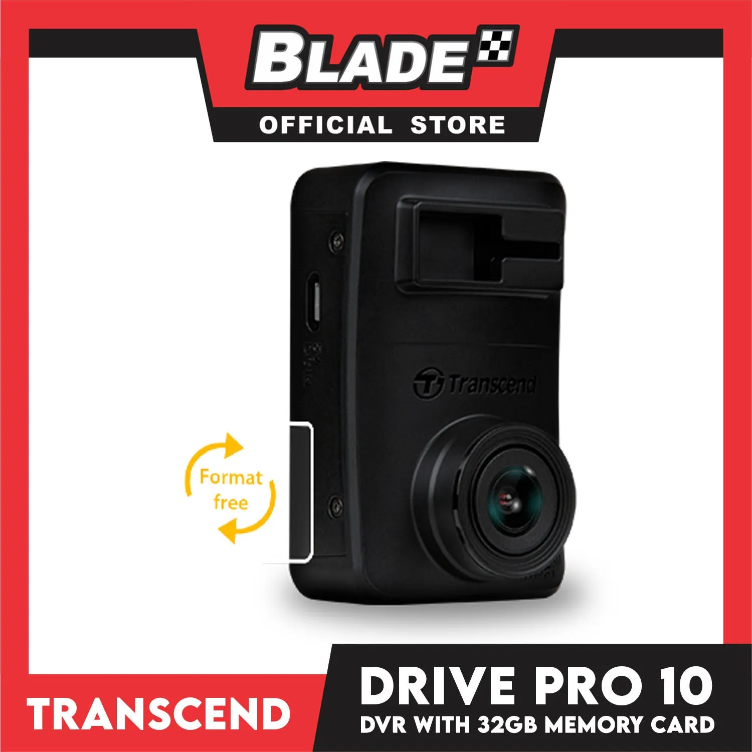 Transcend Dashcam DrivePro 10 Car Video Recorder DP10 & 32gb Memory Card
