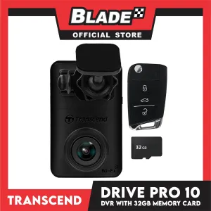 Transcend Dashcam DrivePro 10 Car Video Recorder DP10 & 32gb Memory Card