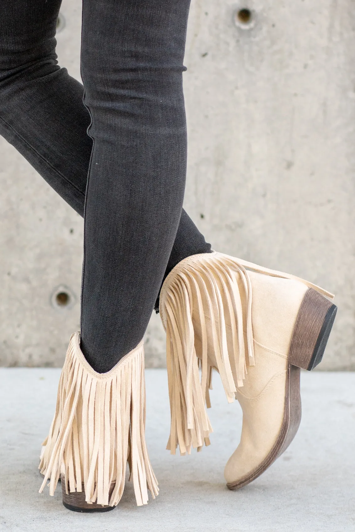 Trippier Fringe Ankle Boots - Cream