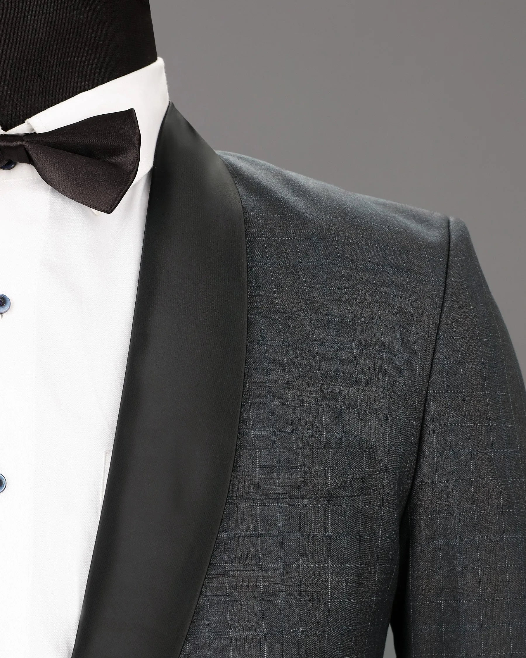 Tuatara Checked Wool Rich Tuxedo Blazer