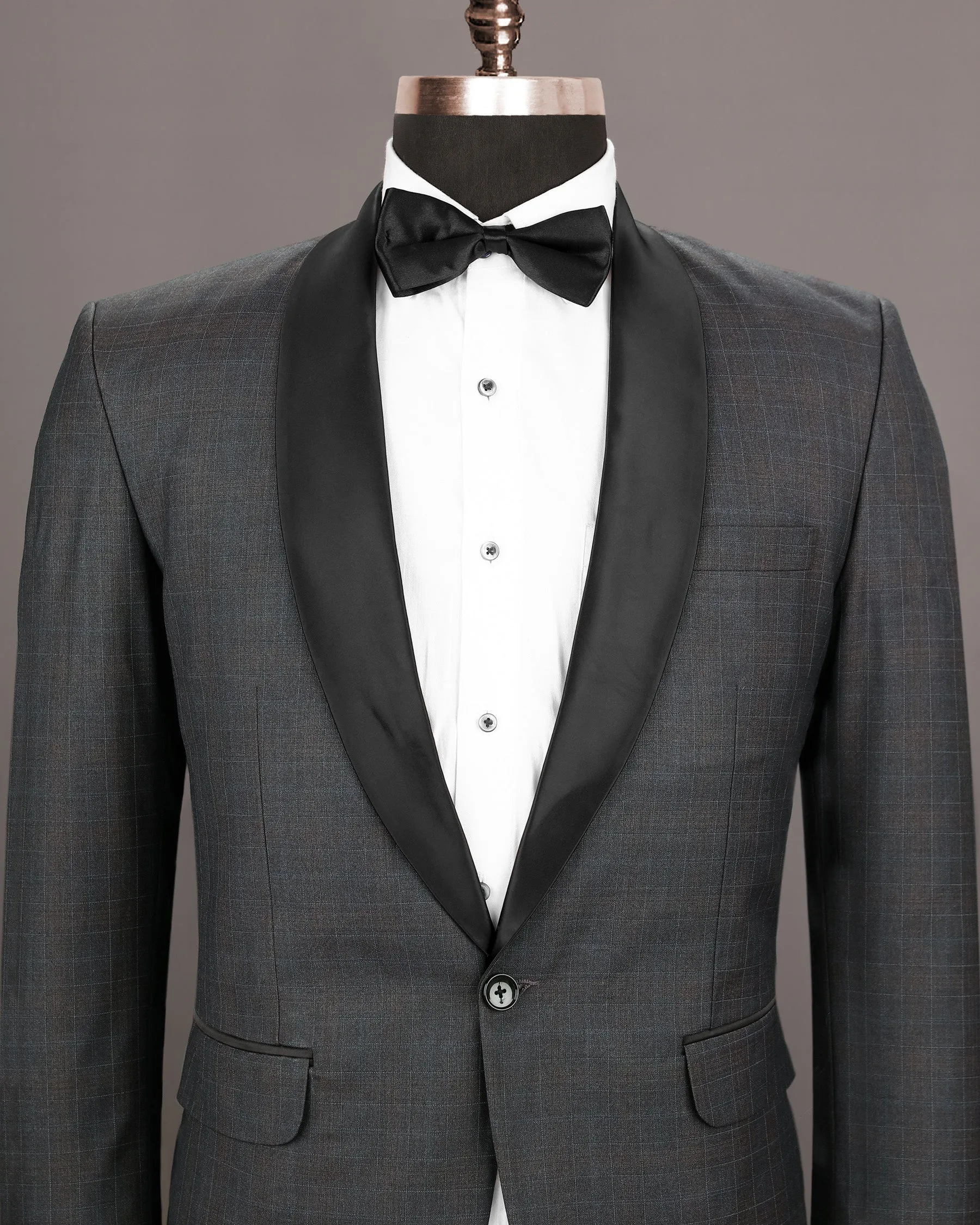 Tuatara Checked Wool Rich Tuxedo Blazer