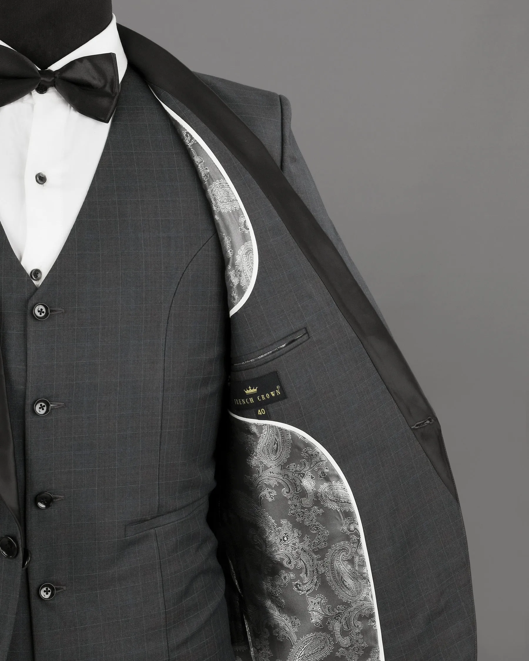 Tuatara Checked Wool Rich Tuxedo Blazer
