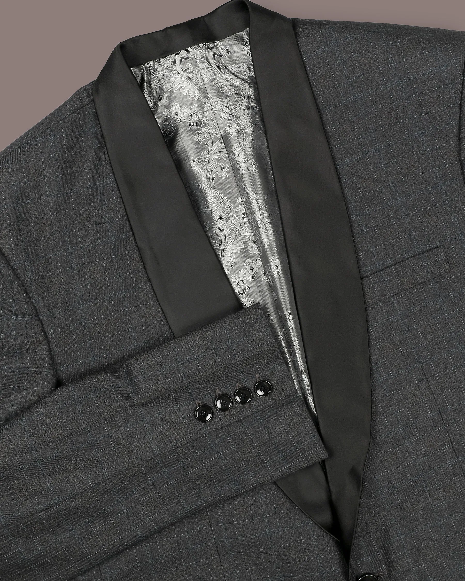 Tuatara Checked Wool Rich Tuxedo Blazer
