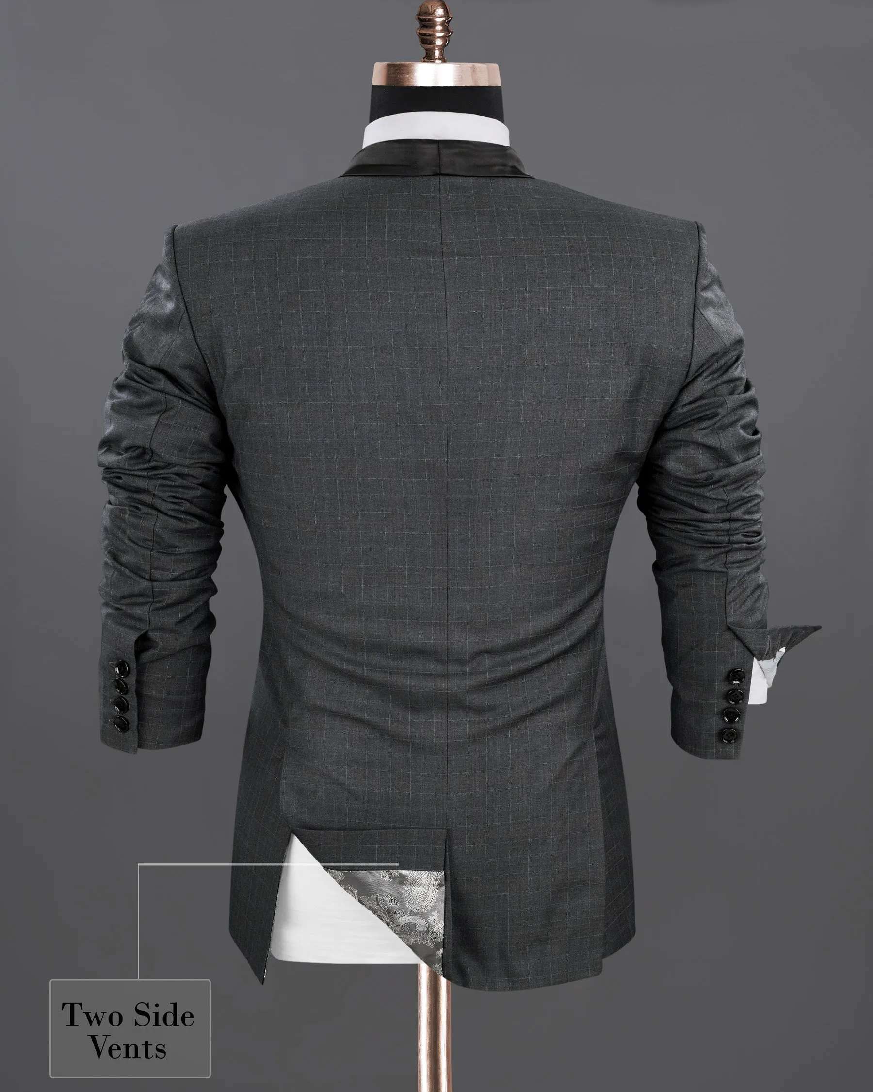 Tuatara Checked Wool Rich Tuxedo Blazer