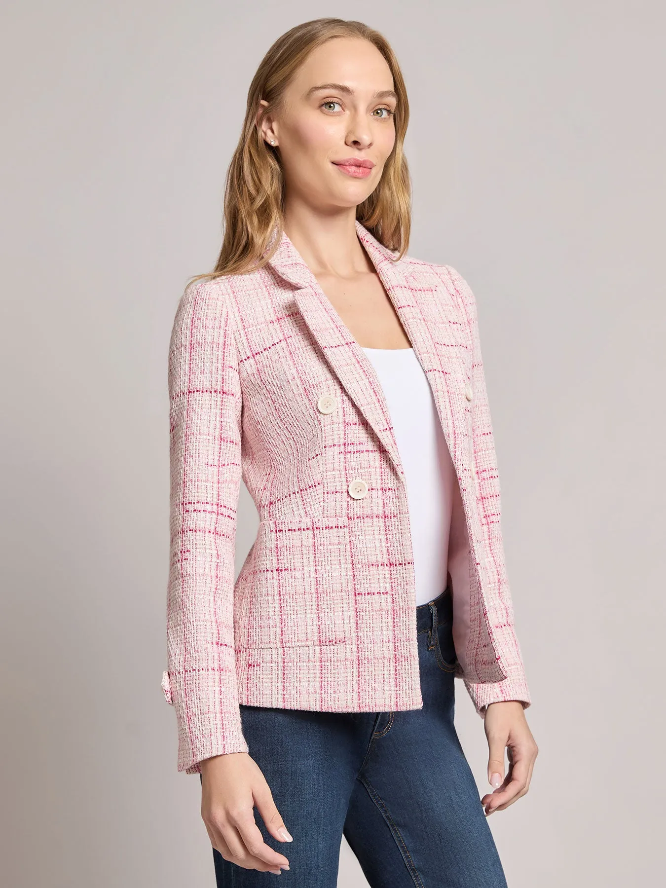 Tweed Faux Double-Breasted Jacket