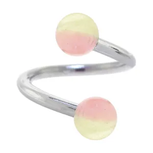 Two-tone Pale Yellow Pink GLOW Spiral Belly Button Ring