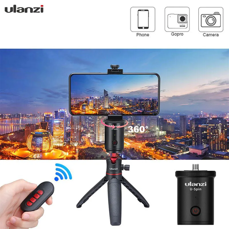 Ulanzi U-spin Mobile Phone Bluetooth Remote Control 360 Degreen Rotation Electric Gimbal Holder Camera Accessories black
