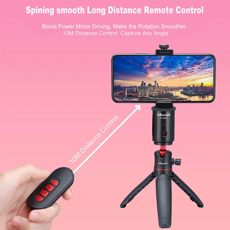 Ulanzi U-spin Mobile Phone Bluetooth Remote Control 360 Degreen Rotation Electric Gimbal Holder Camera Accessories black