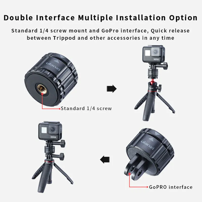 Ulanzi Universal GP-4 Magnetic Quick Release Adapter Holder for GoPro8765 DJI Osmo Action Camera black