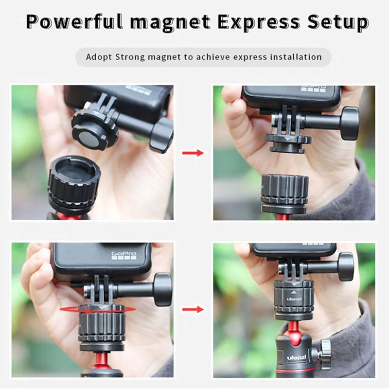 Ulanzi Universal GP-4 Magnetic Quick Release Adapter Holder for GoPro8765 DJI Osmo Action Camera black