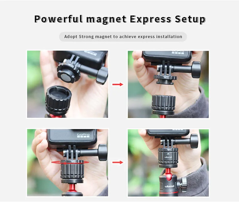 Ulanzi Universal GP-4 Magnetic Quick Release Adapter Holder for GoPro8765 DJI Osmo Action Camera black
