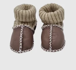 Upcycled Leather Booties Brown