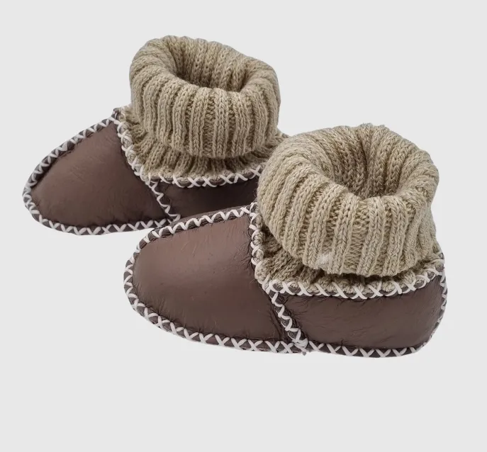 Upcycled Leather Booties Brown
