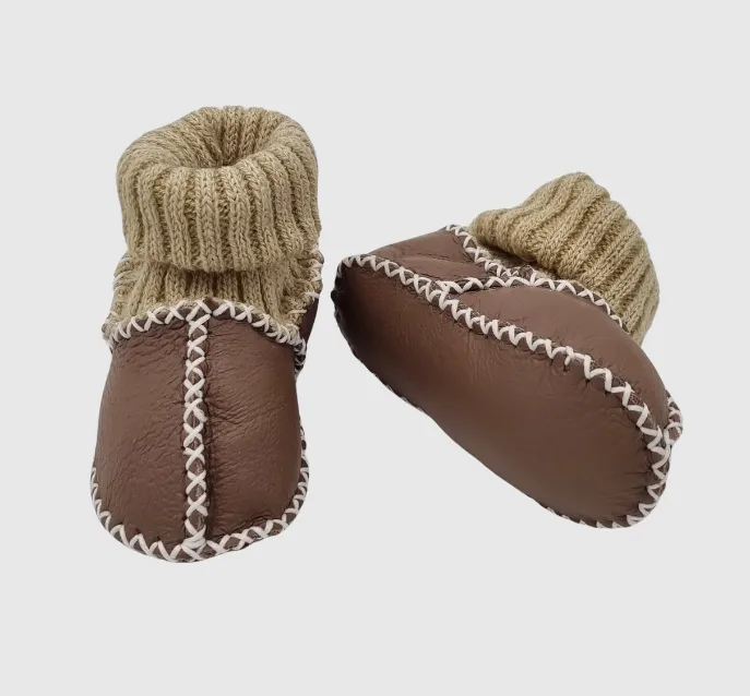 Upcycled Leather Booties Brown