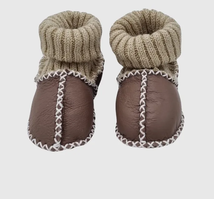 Upcycled Leather Booties Brown