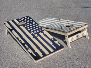 USA Flag Grunge Cornhole Board