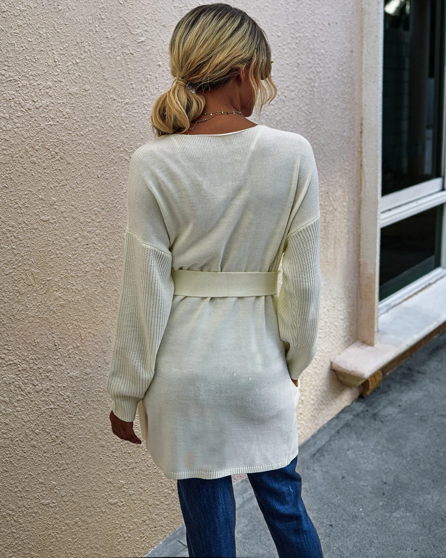 V-neck Bow Tie Knit Cardigans