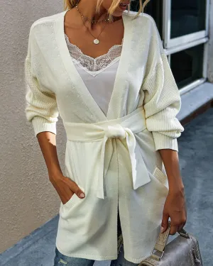 V-neck Bow Tie Knit Cardigans