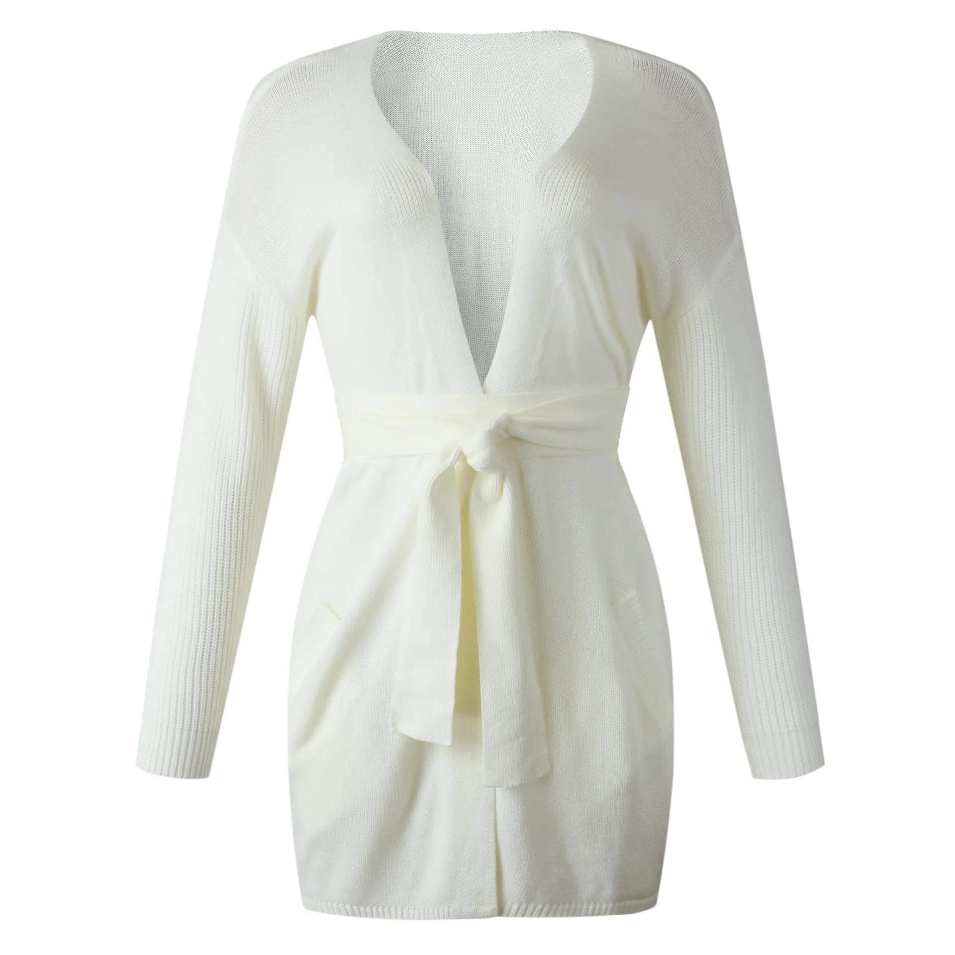 V-neck Bow Tie Knit Cardigans