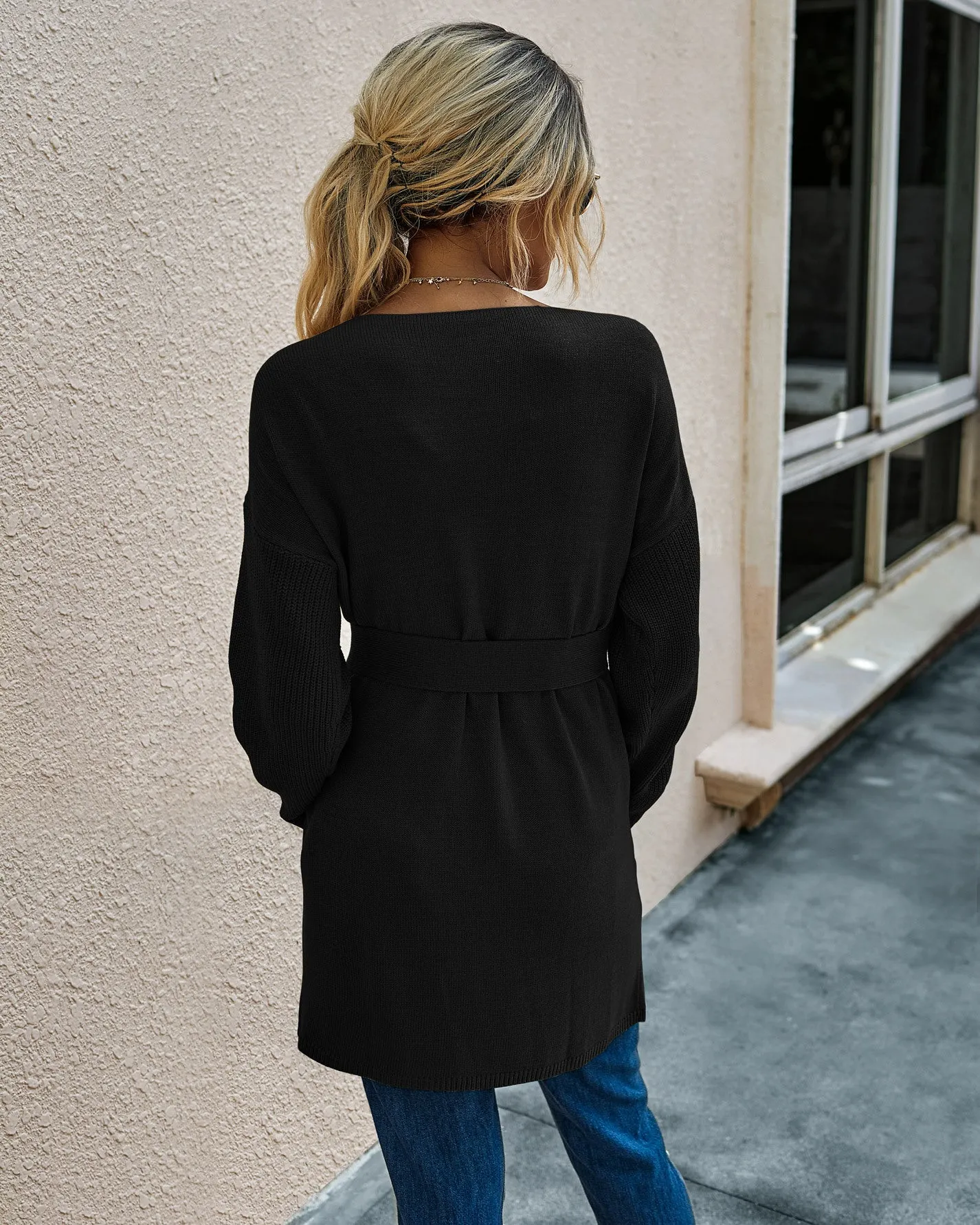 V-neck Bow Tie Knit Cardigans
