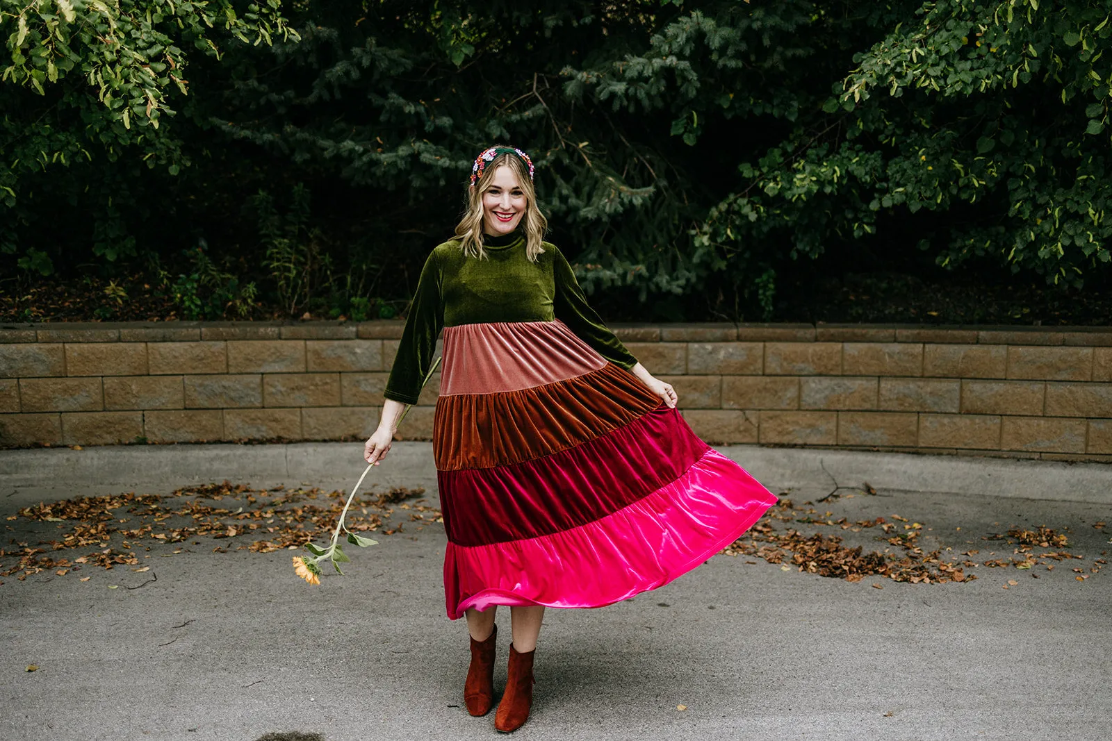 vada winter rainbow dress