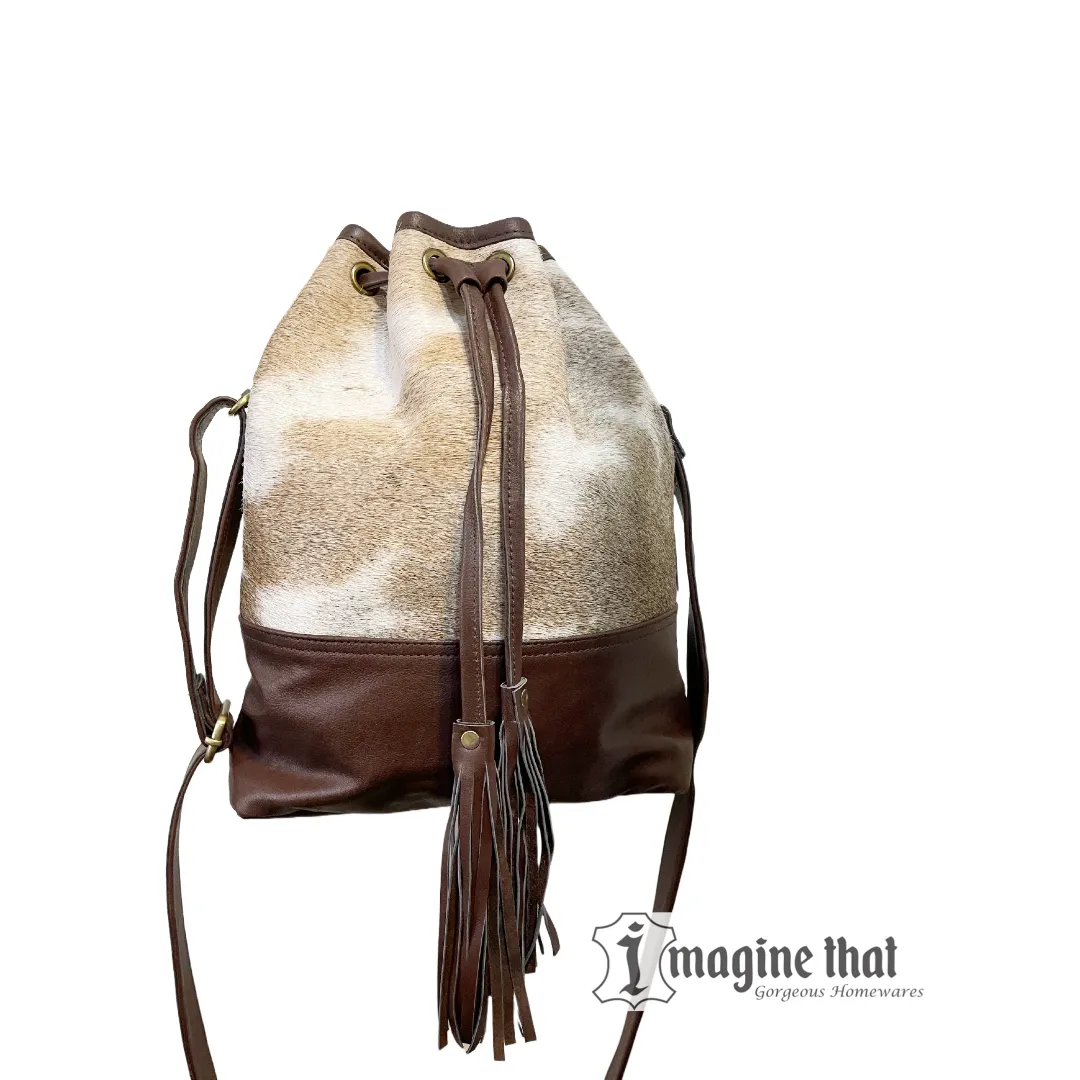 'Venus' Cowhide Drawstring Bucket Bag
