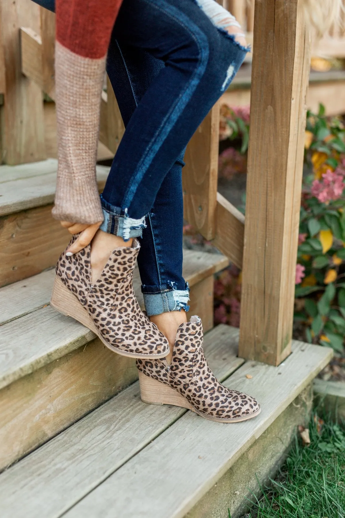 Very G Erika Wedge Booties- Leopard