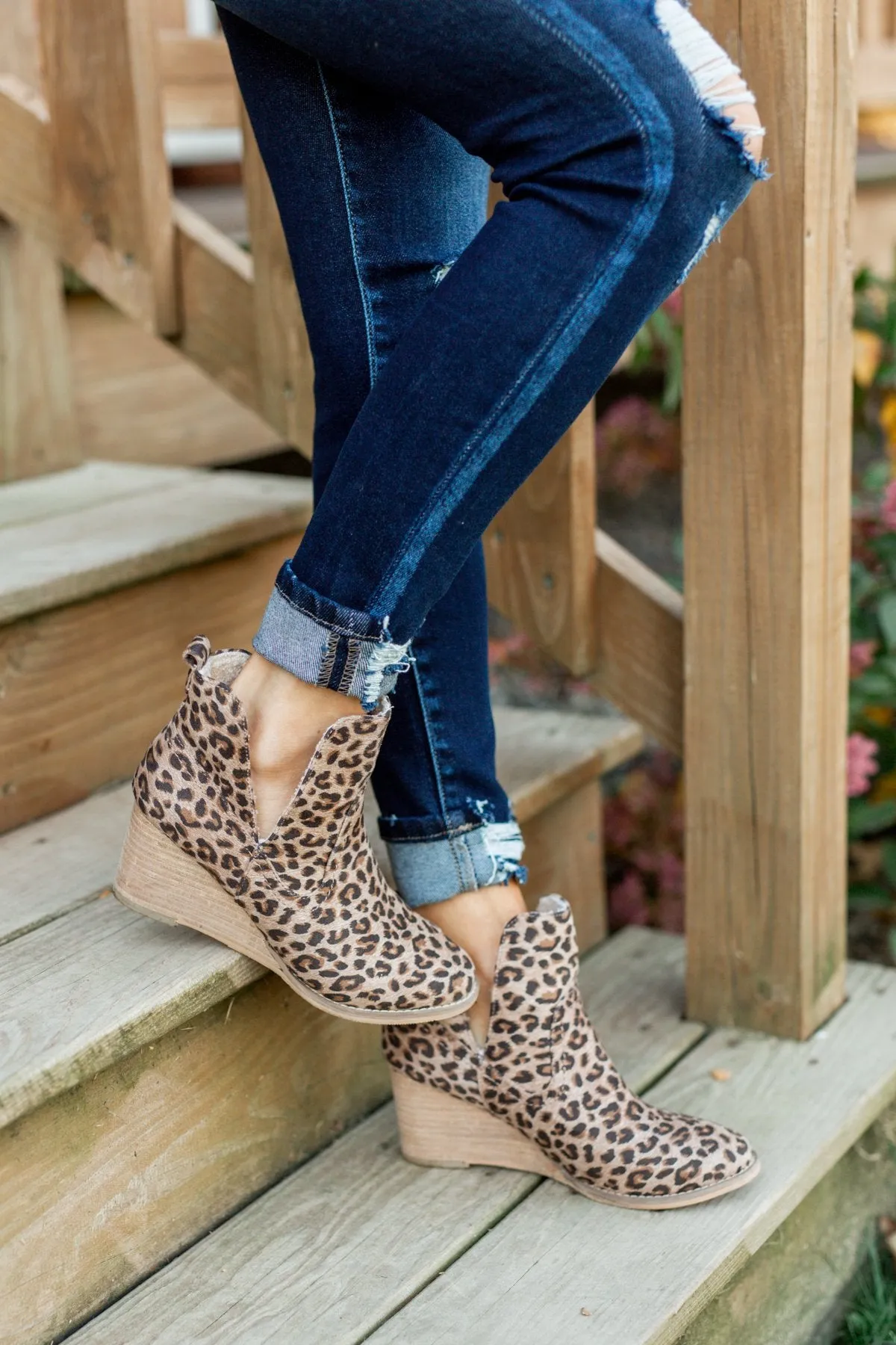Very G Erika Wedge Booties- Leopard