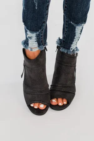 Very G Wonderluet Peep Toe Booties- Black