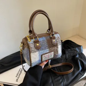VINTAGE PLAID CASUAL SHOULDER BAG_CWAB1550: Blue / (OS) 1