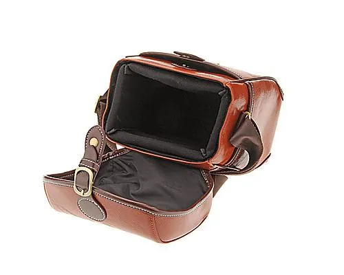 Vintage Style Leather Shoulder Bag for DSLR Camera - Brown