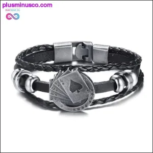 Vnox Lucky Vintage Men's Leather Bracelet Playing Cards Raja
