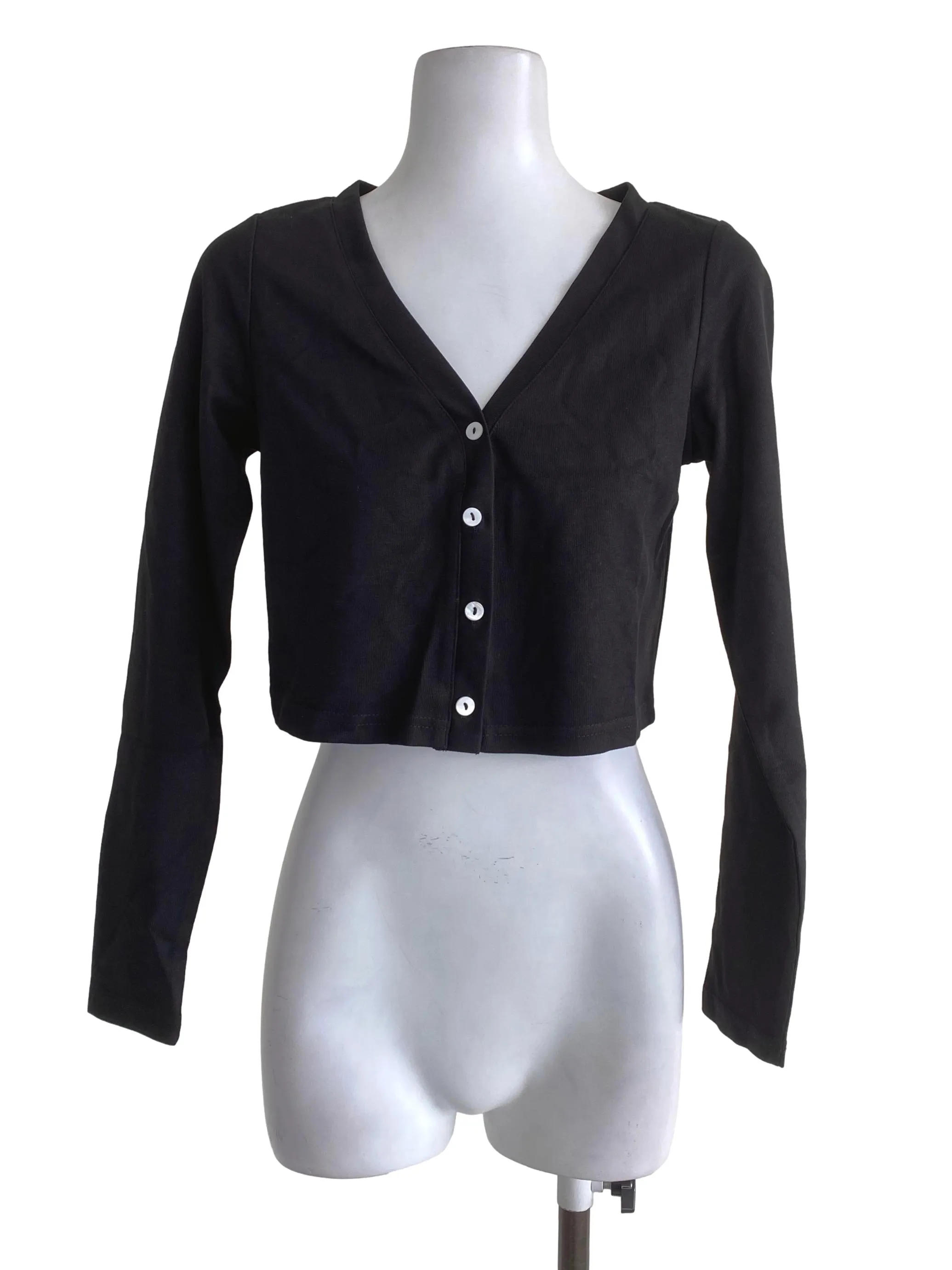 Void Black Cropped Cardigan