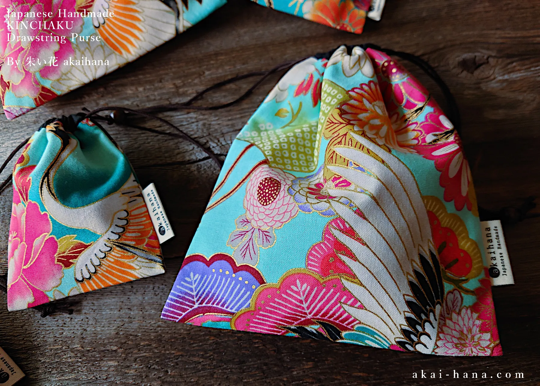 Wagara Kinchaku Drawstring Purse, 2 sizes ⦿kpjf0001