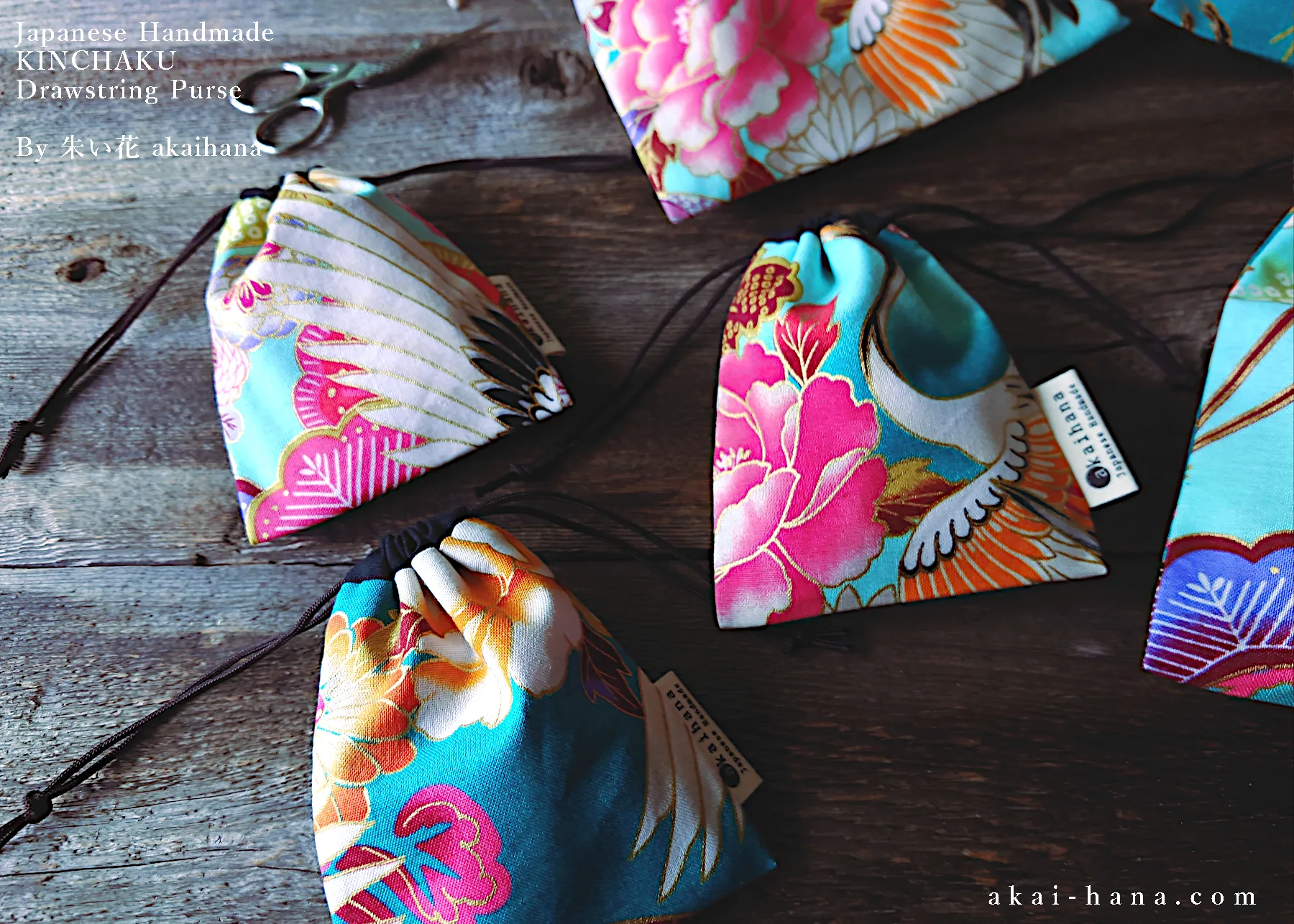 Wagara Kinchaku Drawstring Purse, 2 sizes ⦿kpjf0001