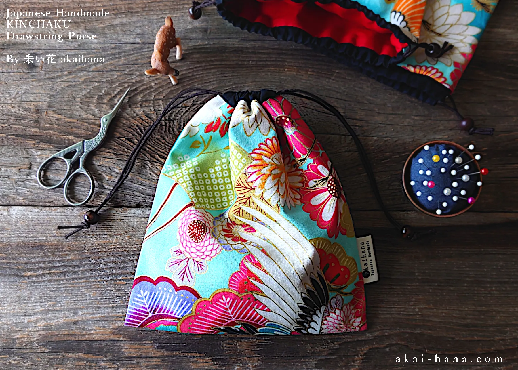 Wagara Kinchaku Drawstring Purse, 2 sizes ⦿kpjf0001