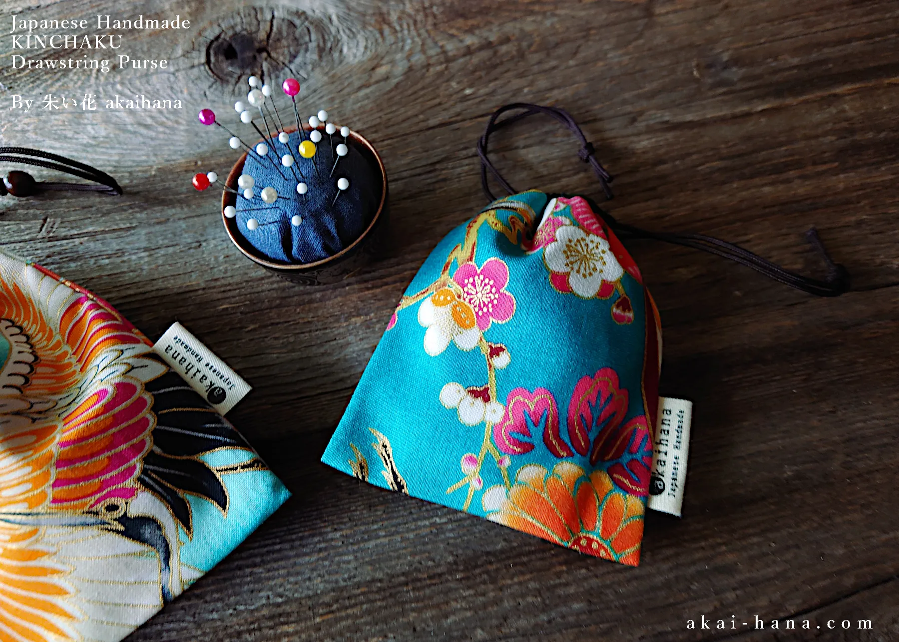 Wagara Kinchaku Drawstring Purse, 2 sizes ⦿kpjf0001