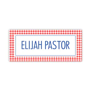 Water Resistant Name Labels - Red Gingham
