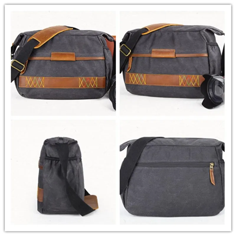 Waterproof Canvas Messenger Bag DSLR Camera Shoulder Bag Canvas Camera Bag QSM3037