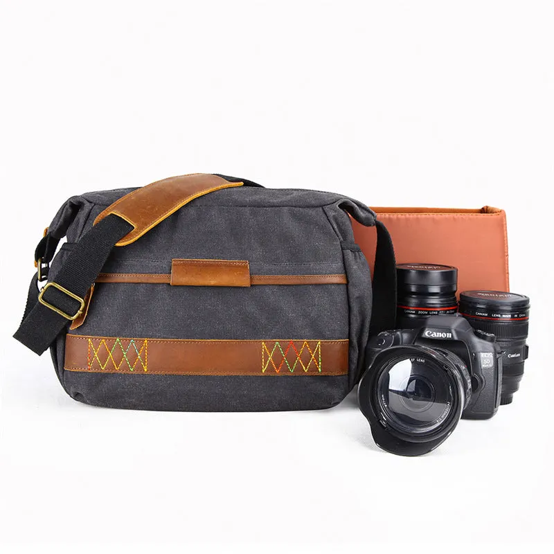 Waterproof Canvas Messenger Bag DSLR Camera Shoulder Bag Canvas Camera Bag QSM3037