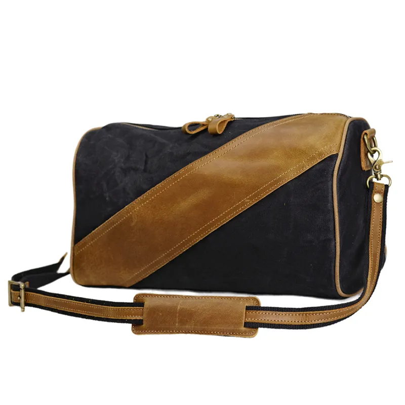 Waxed Canvas Messenger Bag Full Grain Leather And Canvas Crossbody Bag Canvas Shoulder Bag Gift for Men Him