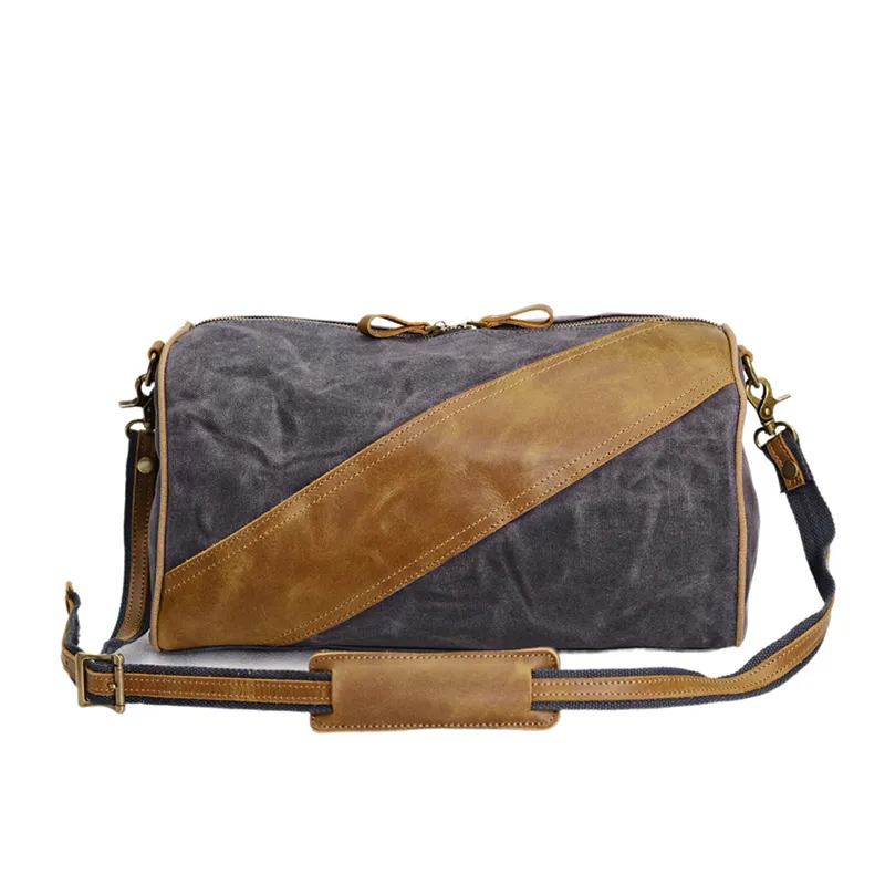 Waxed Canvas Messenger Bag Full Grain Leather And Canvas Crossbody Bag Canvas Shoulder Bag Gift for Men Him